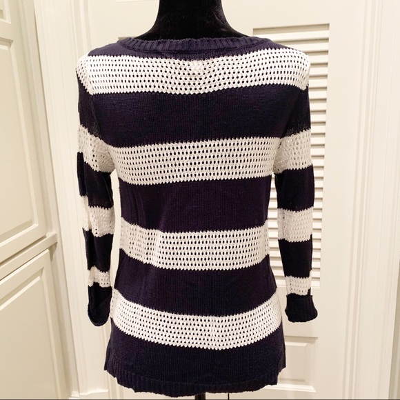 🏷️ New York & Co Preppy Navy White Sailor Button Sweater XS - Picture 7 of 8
